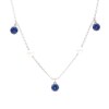 Freshwater Cultured Pearl and Blue Lab-Created Sapphire Dangle Station Necklace in Sterling Silver