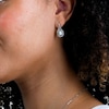 Emerald-Cut Lab-Created Opal and White Lab-Created Sapphire Doorknocker Pendant and Earrings Set in Sterling Silver