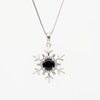 Black Sapphire and White Lab-Created Sapphire Snowflake Pendant in Sterling Silver