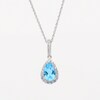 Pear-Shaped Swiss Blue Topaz and White Lab-Created Sapphire Frame Drop Pendant and Earrings Set in Sterling Silver