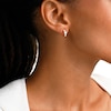 Glitter Enamel J-Hoop Earrings in Hollow 14K Gold