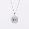 Emerald-Cut Aquamarine and White Lab-Created Sapphire Pendant in Sterling Silver