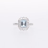 Emerald-Cut Aquamarine and White Lab-Created Sapphire Ring in Sterling Silver