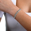 Marquise Lab-Created Emerald and Lab-Created White Sapphire Bolo Bracelet in Sterling Silver - 9.5"