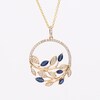 EFFY™ Collection Blue Sapphire and 0.29 CT. T.W. Diamond Leaves Pendant in 14K Gold