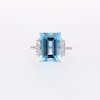 Emerald-Cut Blue Topaz and White Lab-Created Sapphire Ring in Sterling Silver