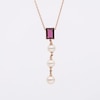 Emerald-Cut Rhodolite Garnet and 5.0mm Freshwater Cultured Pearl Drop Pendant in 10K Rose Gold