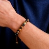 Men's Tiger's Eye Bead Adjustable Bracelet with Yellow Ion-Plated Stainless Steel