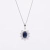 0.75 CT. T.W. Certified Lab-Created Diamond and Sapphire Frame Pendant in 10K White Gold (F/SI2)