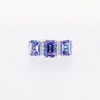 Emerald-Cut Tanzanite and 0.30 CT. T.W. Certified Lab-Created Diamond Three Stone Ring in 10K White Gold (F/SI2)