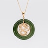 Jade Dragon Open Circle Frame Pendant in 14K Gold