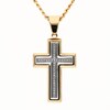 Men's 0.085 CT. T.W. Diamond Cross Pendant in Stainless Steel with Yellow Ion Plate - 24"