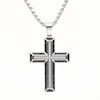 0.50 CT. T.W. Black and White Diamond Cross Pendant in Stainless Steel with Black Ion Plate - 24"