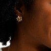 Fan Button Stud Earrings Hollow 18K Gold