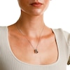 Blue and White Lab-Created Sapphire Reversible Tilted Open Heart Pendant in Sterling Silver