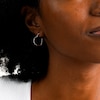 White Lab-Created Sapphire Open Heart-Shaped Inside-Out Hoop Earrings in Sterling Silver