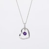 Amethyst and White Lab-Created Sapphire Tilted Heart Pendant in Sterling Silver