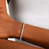 Oval Lab-Created Aquamarine and White Lab-Created Sapphire Alternating Line Bracelet in Sterling Silver - 7.25"
