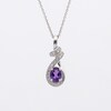 Oval Amethyst and White Lab-Created Sapphire Wrap Ribbon Drop Pendant and Earrings Set in Sterling Silver