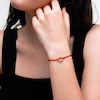 Red Nylon Strand with Triple Circle Adjustable Bracelet in 14K Gold - 7.5"