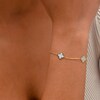 Glitter Clover Station Bracelet in Solid 14K Gold - 7.5"