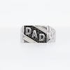 0.25 CT. T.W. Black and White Diamond Slant "DAD" Rectangle-Top Nugget Ring in Sterling Silver