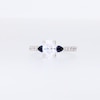 Vera Wang Love Collection 1.18 CT. T.W. Oval Certified Diamond and Blue Sapphire Engagement Ring in 14K White Gold