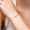 5.0mm Freshwater Cultured Pearl with Evil Eye Station Chain Bracelet in 10K Gold-7.5"