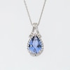 Pear-Shaped Blue and White Lab-Created Sapphire Frame Split Bail Pendant in Sterling Silver