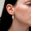 Oval and Pear-Shaped White Jade Textured Frame Drop Earrings in 14K Gold