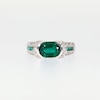 Oval and Round Lab-Created Emerald with White Lab-Created Sapphire Collar Triple Row Ring in Sterling Silver