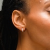 Cubic Zirconia Double Row J-Hoop Earrings in Solid 10K Gold