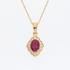 Oval Certified Ruby and 0.065 CT. T.W. Diamond Arabesque Frame Pendant in 10K Gold