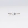 0.69 CT. T.W. Emerald-Cut Canadian Certified Centre Diamond Three Stone Engagement Ring in 14K White Gold (I/SI2)