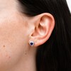 Blue and White Lab-Created Sapphire Heart Stud and Hoop Three Pair Earrings Set in Sterling Silver