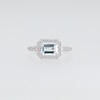 Sideways Emerald-Cut Blue Aquamarine and White Lab-Created Sapphire Frame Ring in Sterling Silver
